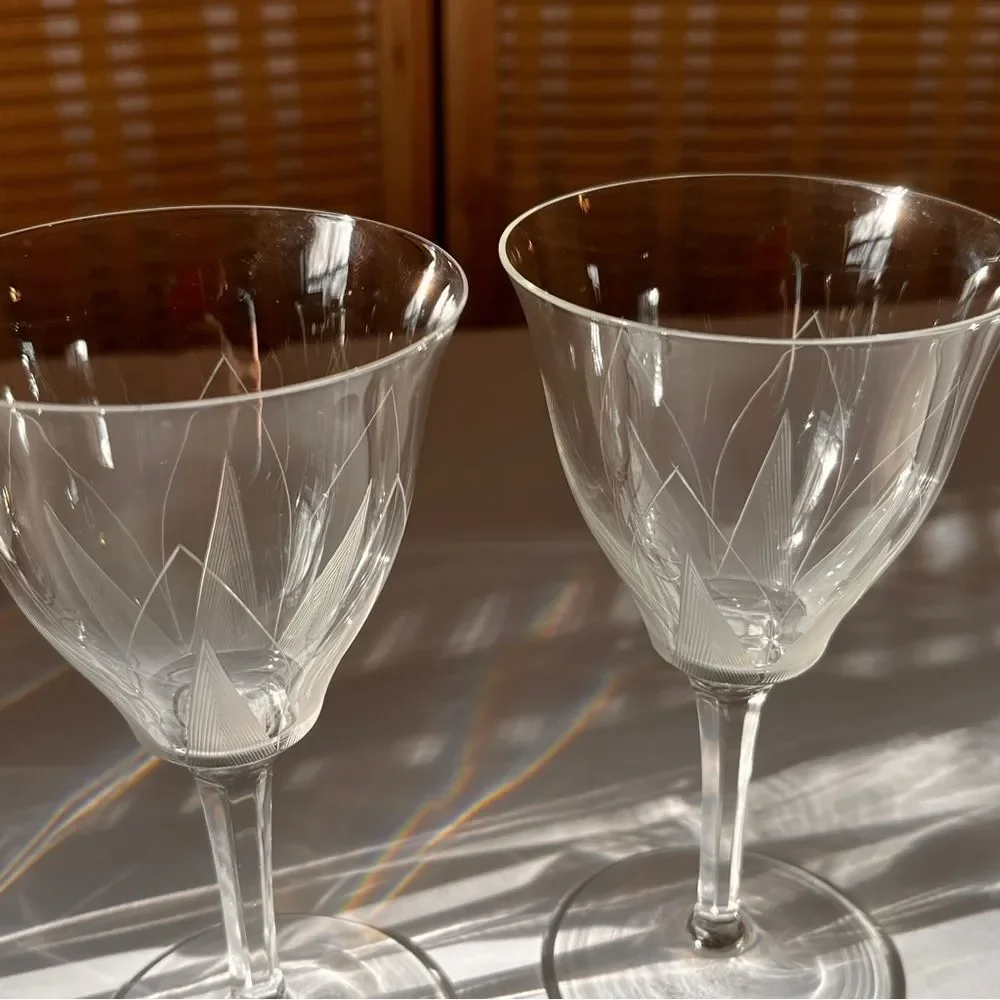 Vintage Bavarian Art Deco Lotus Fine Crystal cordial Glasses set of 4